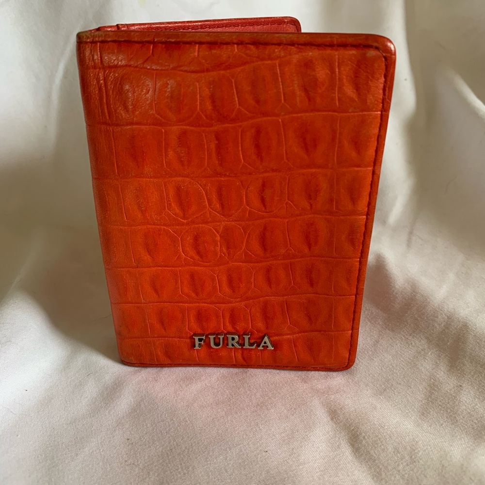 Furla croc embossed leather, ID/credit card holder w/coa